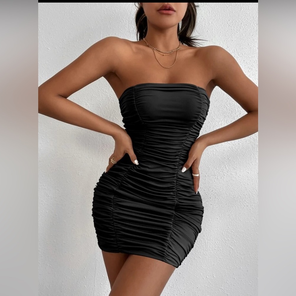 Ruched Bodycon Tube Dress